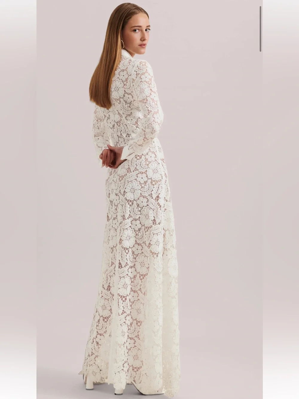 Anne Fontaine Violeta Semi-Sheer Floral Lace Long Dress Current Retail $895